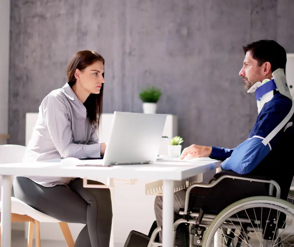 NYC accident attorney meeting with injured client